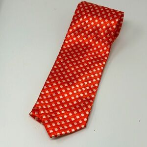 Zadi Andrew's Ties Mens Necktie Bold Orange White Check 100% Silk Made in Italy